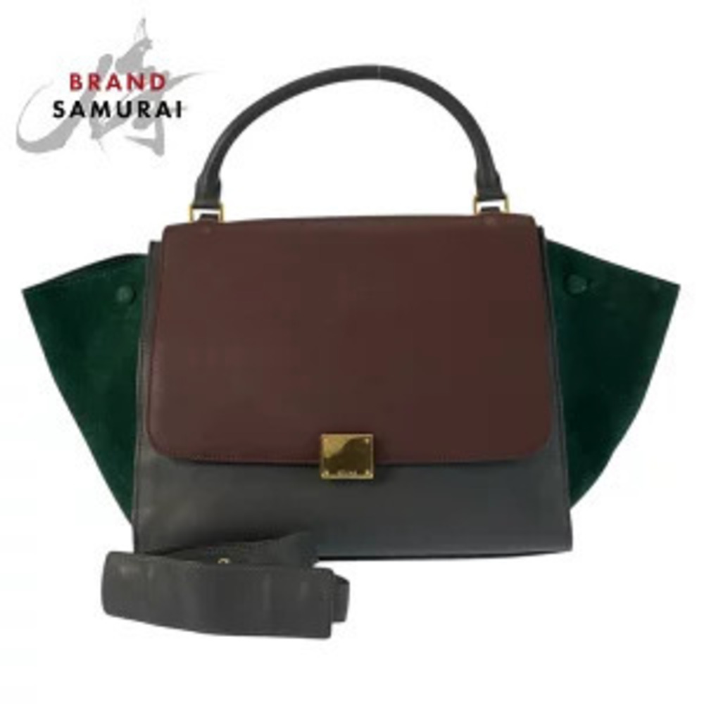 Celine Trapeze bag Burgundy Red gray green leather suede Handbag Shoulder
